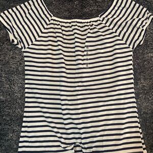 Old Navy Navy and White Striped Off-Shoulder Top, XL 14/16
